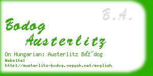 bodog austerlitz business card